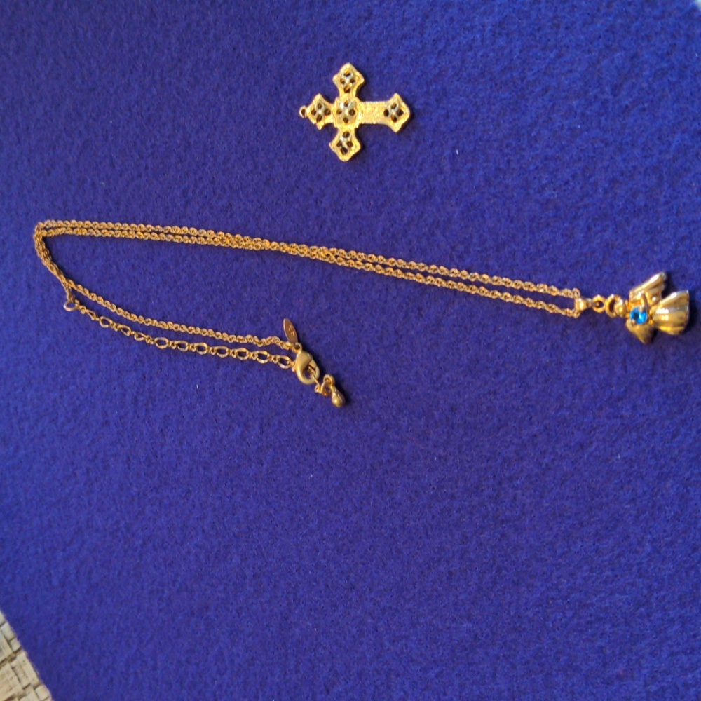 Angel on Gold Chain & Cross